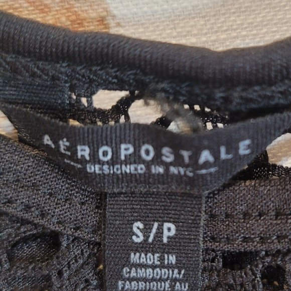 Aeropostale Black Mesh Lace Tank Top Women Small Petite - Picture 5 of 5